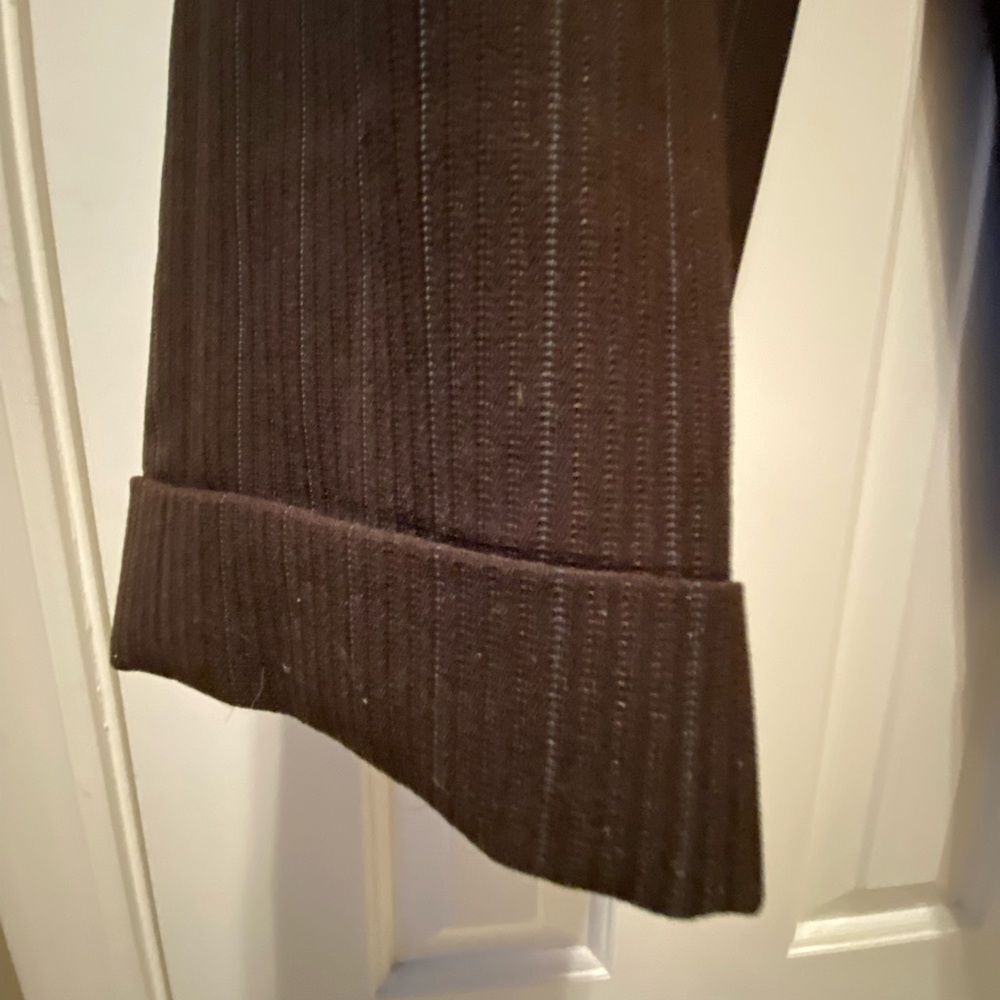Tahari Brown Pinstripe 3 Piece Pantsuit With Sweater - Picture 9 of 16